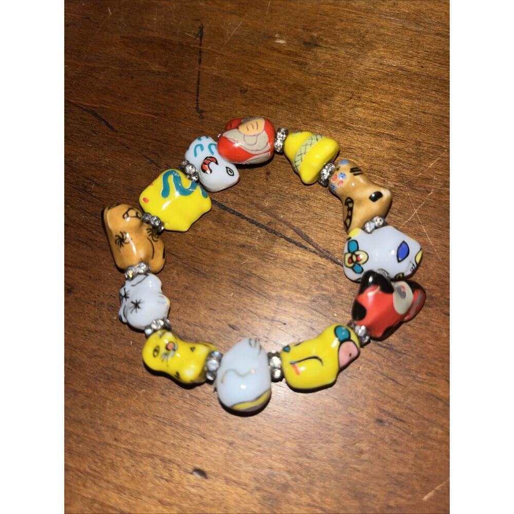 Ceramic Animal Figurine Stretch Bracelet 7.5”